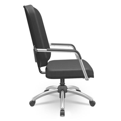Cadeira De Escritório Giratória Com Braço Cromada Magno P03 Crepe Preto - Lyam Decor