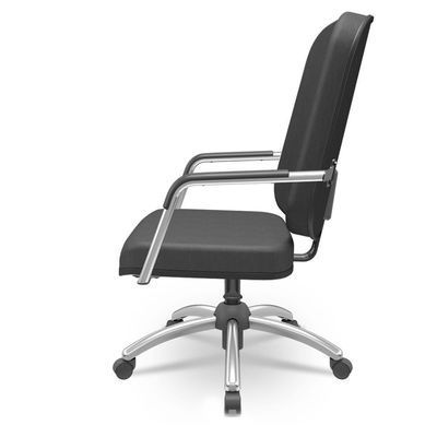 Cadeira De Escritório Giratória Com Braço Cromada Magno P03 Crepe Preto - Lyam Decor