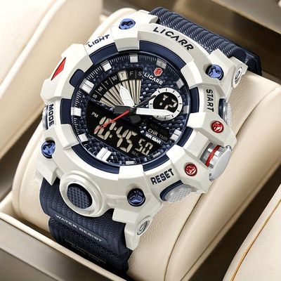 Relógio Licarr Top Luxury - Cronômetro à Prova D'água, Quartzo 9532 Branco Azul