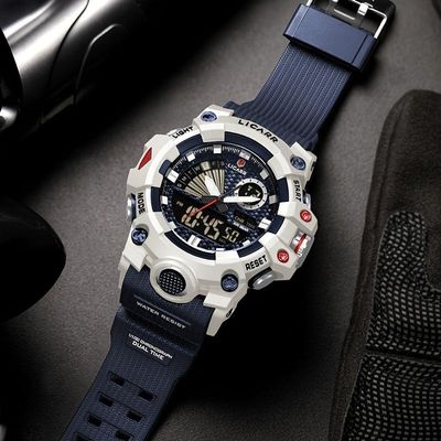 Relógio Licarr Top Luxury - Cronômetro à Prova D'água, Quartzo 9532 Branco Azul