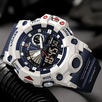 Relógio Licarr Top Luxury - Cronômetro à Prova D'água, Quartzo 9532 Branco Azul