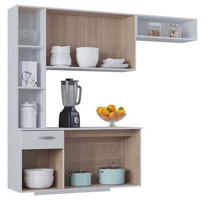 Cozinha Com Balcão Isis 163 Cm Branco - Poquema