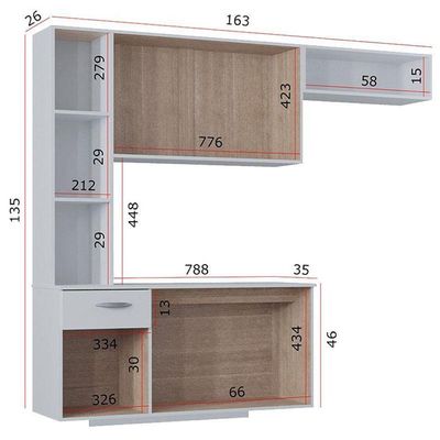 Cozinha Com Balcão Isis 163 Cm Branco - Poquema