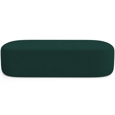 Cabeceira Cama Box Queen 160cm Lanna com Puff Recamier Doha W01  Bouclê Verde - Lyam Decor