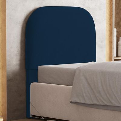 Cabeceira Cama Box 100cm Orgânica Lanna W01 Suede Azul Marinho - Lyam Decor