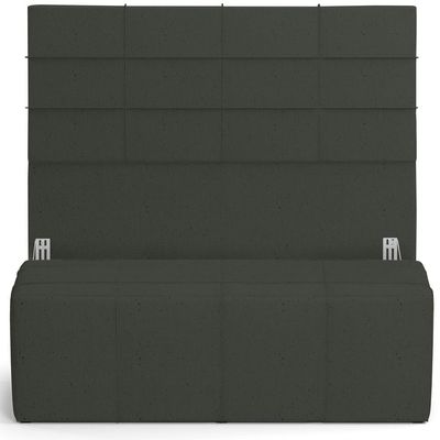 Kit Cabeceira Cama Box Queen 160cm com Calçadeira Roma W01 Linho Verde Musgo - Lyam