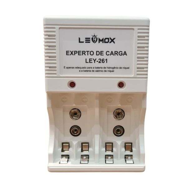 Carregador de Baterias e Pilhas Recarregável Rápido Bivolt - Carrega AA, AAA, 9V