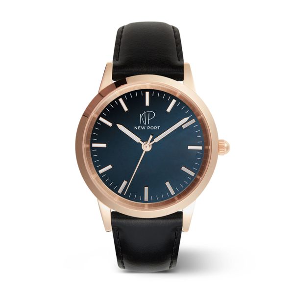 Relógio Masculino De Luxo Clássico Couro Preto New Port 40mm