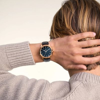 Relógio Masculino De Luxo Clássico Couro Preto New Port 40mm