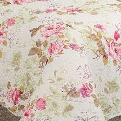 Kit Cobre Leito Colcha Casa Scarpa Mix Queen Estampado Dupla Face Floral 3 Peças - Mariela