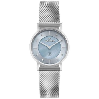 Relógio Technos Feminino Ref: 2025ltw/1v Slim Safira Mesh Prateado