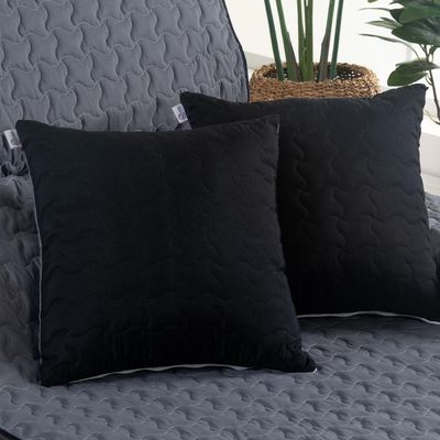 Par de Capas de Almofada Shield Dupla Face Hipercal 100% Poliéster - Cinza/Preto