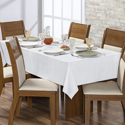 Toalha de Mesa 6 Lugares Térmica Impermeável 1,40 m x 2,00 m 100% Policloreto de Vinila - Branca