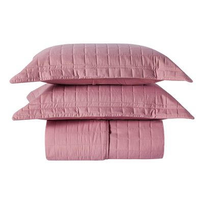Cobre Leito Matelassê Percal 300 fios Basic Queen 03 Peças 100% Poliéster - Rosê