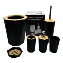 KIT BANHEIRO PORTA SABONETE  ESCOVA ALGODÃO LIXEIRA ESCOVA SANITÁRIA 6 PEÇAS