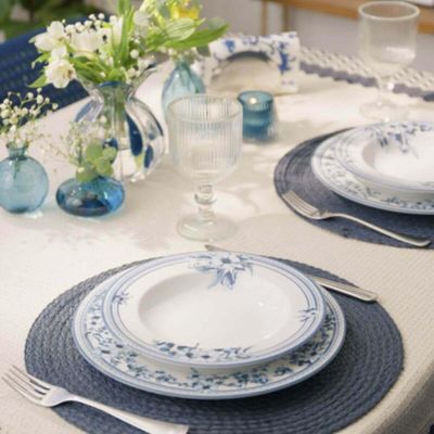 Jogo 6 Pratos Fundos 23cm Porcelana Tramontina Azzura 330ml Servir Sopas Caldos Mesa Posta