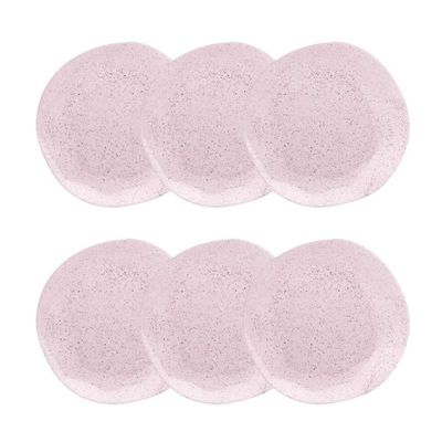 Jogo de 6 Pratos Fundos Oxford Ryo Pink Sand Rosa Claro 22,5cm Porcelana