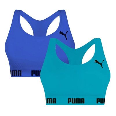 Kit 2 Tops Puma Nadador Sem Costura Feminino P / Azul