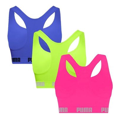 Kit 3 Tops Puma Nadador Sem Costura Feminino GG / Azul e Verde