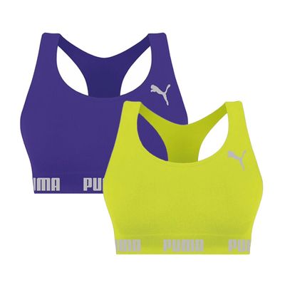 Kit 2 Tops Puma Nadador Sem Costura Feminino GG / Roxo/Verde