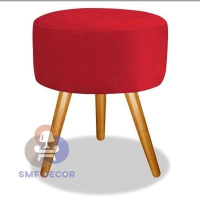 Kit 02 Puff Redondo Pés Palito vermelho