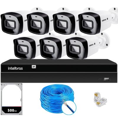 Kit CFTV 7 Câmeras IP Vipc 1230B Intelbras NVD 1408P HD 500GB