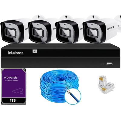Kit 4 Câmeras IP Vipc 1230B Intelbras NVD 1404P HD 1TB Purple