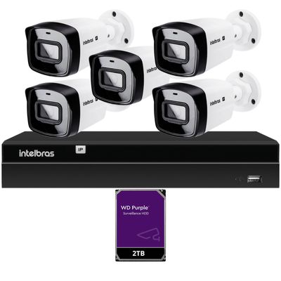 Kit Nvr Intelbras Nvd 1408P HD 2TB purple 5 Câmeras Ip Vipc