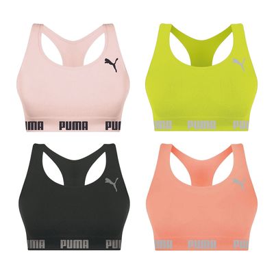 Kit 4 Tops Puma Nadador Sem Costura Feminino P / Verde/Preto