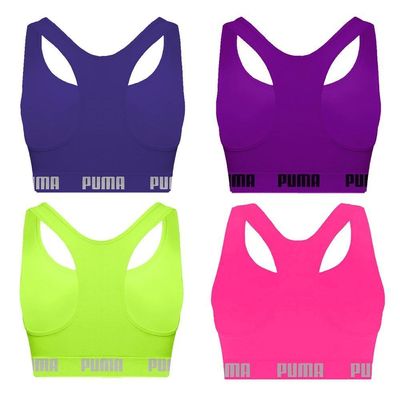 Kit 4 Tops Puma Nadador Sem Costura Feminino GG / Roxo/Verde