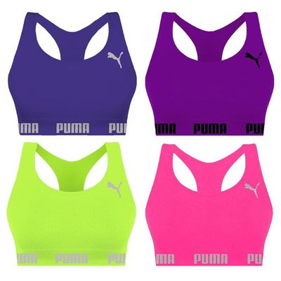 Kit 4 Tops Puma Nadador Sem Costura Feminino GG / Roxo/Verde