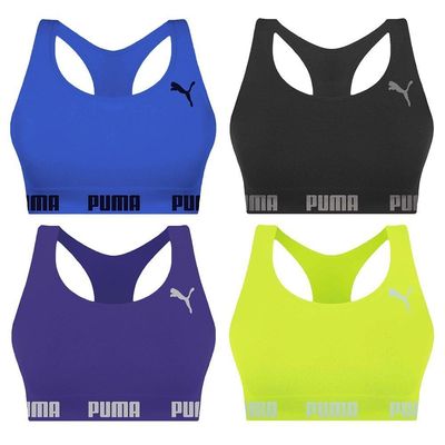 Kit 4 Tops Puma Nadador Sem Costura Feminino G / Azul e Verde