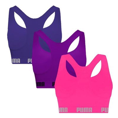 Kit 3 Tops Puma Nadador Sem Costura Feminino G / Roxo