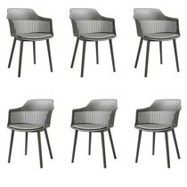 Kit 6 Cadeiras Decorativas Prescott Sala de Jantar PP/PU Cinza G56 - Gran Belo