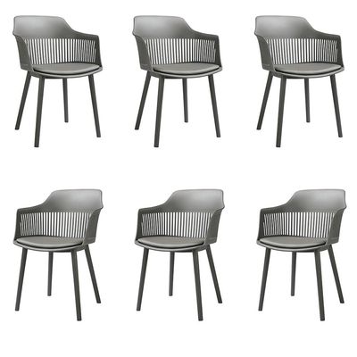 Kit 6 Cadeiras Decorativas Prescott Sala de Jantar PP/PU Cinza G56 - Gran Belo