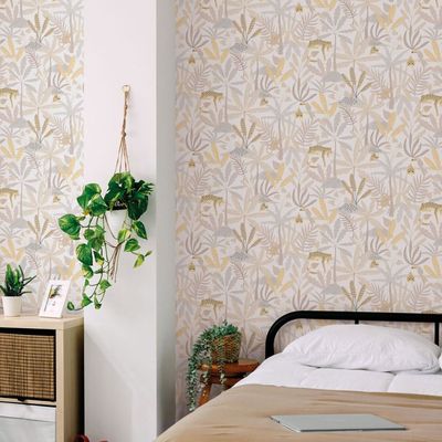 Papel de Parede Enzo Selva Bege e Cinza 286-3