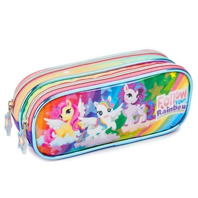 Kit Mochila Rodinhas Lancheira Estojo Escolar Unicornio