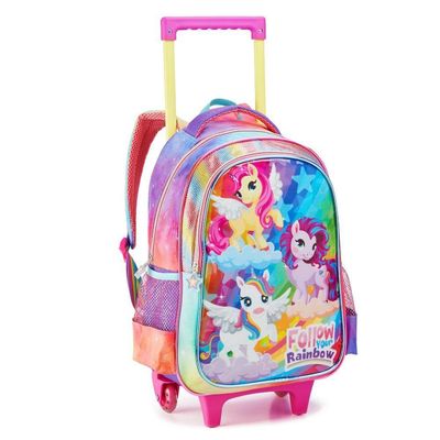 Kit Mochila Rodinhas Lancheira Estojo Escolar Unicornio