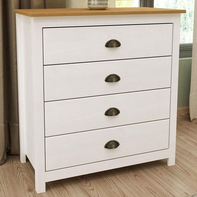 Cômoda Para Quarto Closet 4 Gavetas Madeira Maciça Mazzaro F06 Branco Freijó - Lyam Decor
