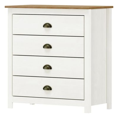 Cômoda Para Quarto Closet 4 Gavetas Madeira Maciça Mazzaro F06 Branco Freijó - Lyam Decor