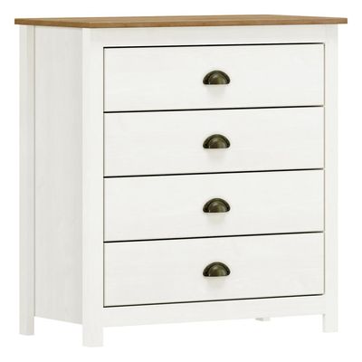 Cômoda Para Quarto Closet 4 Gavetas Madeira Maciça Mazzaro F06 Branco Freijó - Lyam Decor