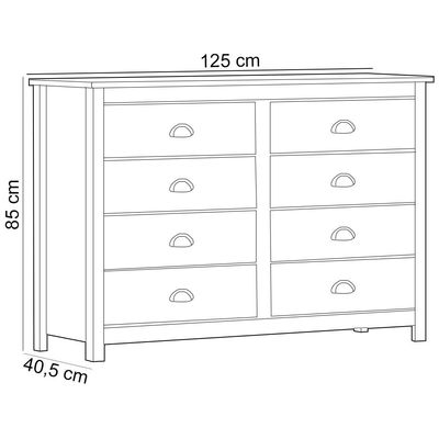 Cômoda Para Quarto Closet 8 Gavetas Madeira Maciça Mazzaro F06 Freijó - Lyam Decor