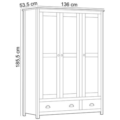 Guarda Roupa Solteiro 3 Portas 2 Gavetas Madeira Maciça Mazzaro F06 Freijó - Lyam Decor