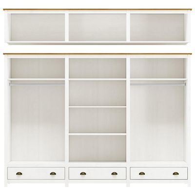 Guarda Roupa Casal 12 Portas Com Espelho e Maleiro Mazzaro F06 Branco Freijó - Lyam Decor