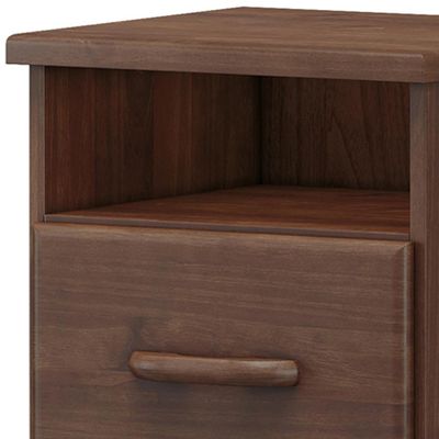 Mesa de Cabeceira 2 Gavetas Madeira Maciça Zahav F06 Café - Lyam Decor