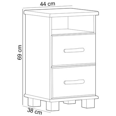 Mesa de Cabeceira 2 Gavetas Madeira Maciça Zahav F06 Freijó - Lyam Decor