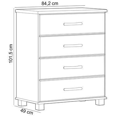 Cômoda Para Quarto Closet 4 Gavetas Madeira Maciça Zahav F06 Freijó - Lyam Decor