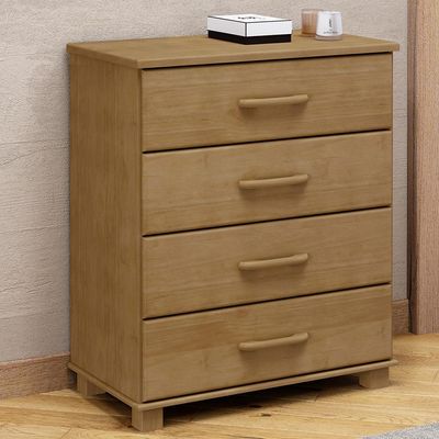 Cômoda Para Quarto Closet 4 Gavetas Madeira Maciça Zahav F06 Freijó - Lyam Decor