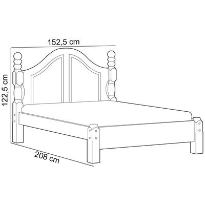 Cama Casal De Madeira Maciça Clássica Para Colchão 138x188 Zahav F06 Freijó - Lyam Decor