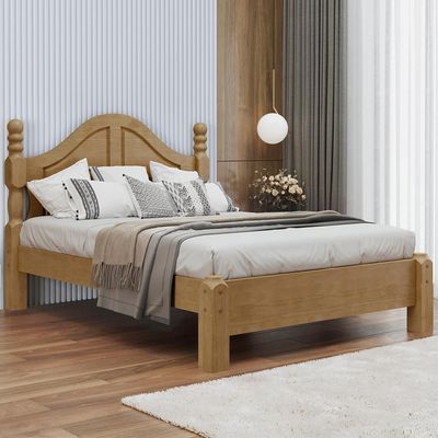Cama Casal De Madeira Maciça Clássica Para Colchão 138x188 Zahav F06 Freijó - Lyam Decor